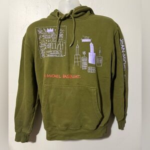 Jean-Michel Basquiat Tartown Record Spell out Hoodie Olive Green Med Urban
